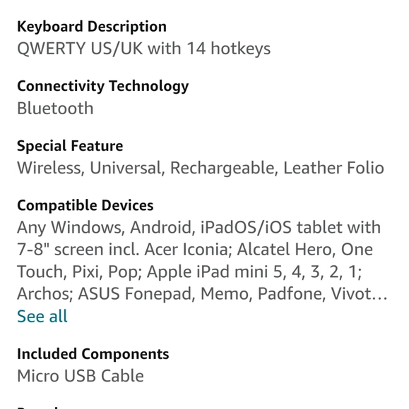 Cooper Infinite Executive Keyboard With Blue Case for 7, 7.9, 8" Tablets New - Picture 4 of 8